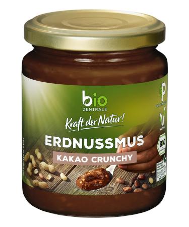 Biozentral Olabnussmus Crunchy Kocao |6 x 250 g Peanuts cream |Vegan gluten -free protein source |Nutmus without palm oil |Peanut butter for muesli freshly roasted peanuts cocoa crunchy