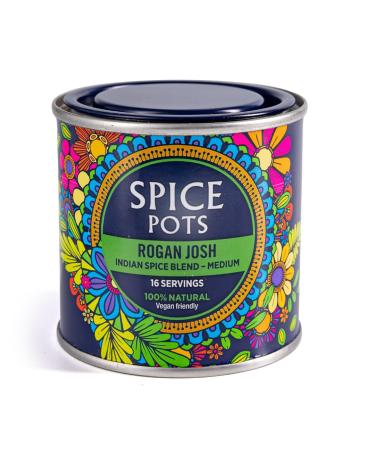 Spice Pots - Rogan Josh Curry Powder - 100% Natural Ingredients - Gluten Free & Vegan Curry Powder - Dry Spice Blend (Medium Heat) - 80g Pot (16 Servings) Rogan Josh 80G