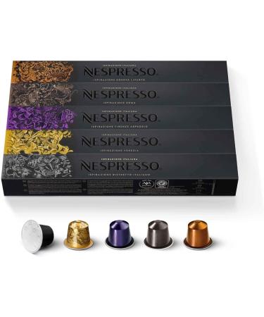 Nespresso Original Ispirazione Italiana Assortment of 50 Capsules - 10x Venezia 10x Ristretto Italiano 10x Firenze Arpeggio 10x Roma 10x Genova Livanto