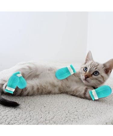 LLMSIX 4PCS Cat Anti-Scratch Boots - Adjustable Silicone Paw Protector Shoes for Home Pet Shower and Nail Trimming (Blue) - Buy Online on SooperMarket.com
