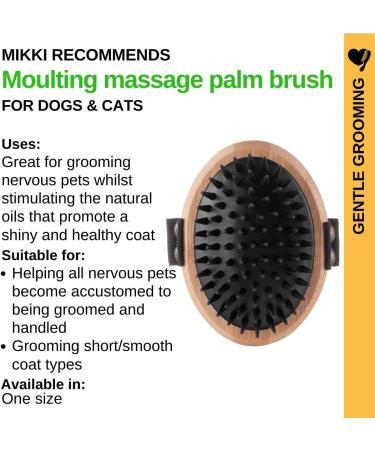 Mikki Bamboo Moulting Massage Palm Brush for Gentle Grooming | Handmade Sustainable Bamboo Brush for Dog Cat Puppy with Short Medium Coats - Buy Online on SooperMarket.com
