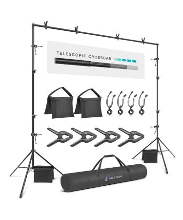 Julius Studio 10.1 ft. Extra Wide & 7.6 ft. Tall (122 x 91 inch) Backdrop Stand, Background Support Equipment, Great fit for 10 ft. Screens, Complete Accessory Kit for Photo Video Studio, JSAG283 Single