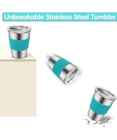 6 Pack 12oz Stainless Steel Spill Proof Kids Cups with Straws and Lids - BPA-Free, Unbreakable Toddler Tumbler for Water, Smoothies - Reusable Metal Sippy Mug for Child and Adult - Buy Online on SooperMarket.com