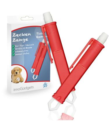 innoGadgets tick tweezers 2X | Remove ticks in no time | with micro hook | Red