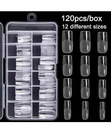 AORAEM Square Nail Tips 120 PCS - Soft Clear Gel Full Cover False Nails with Box - Buy Online on SooperMarket.com