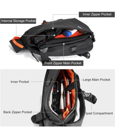 Anti-Theft Crossbody Sling Bag for Men Women Small Backpack One Shoulder Bag Chest Bag Sling Backpack Water Resistant Black-large (Magnetic Strap Buckle) - Buy Online on SooperMarket.com