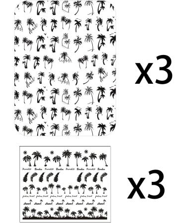 MiaoWu 6pcs Tropical Style Palm Summer Tree 3D Nail Stickers - Coconut Tree Nail Art Decals for DIY Manicure - Buy Online on SooperMarket.com
