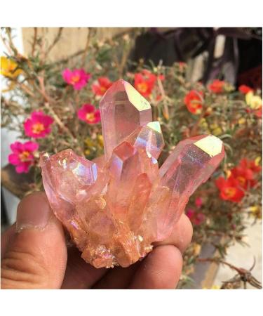 Natural Crystal Rough Beautiful Rose Flame Aura Quartz Crystal Cluster Specimen 60-70G - Buy Online on SooperMarket.com
