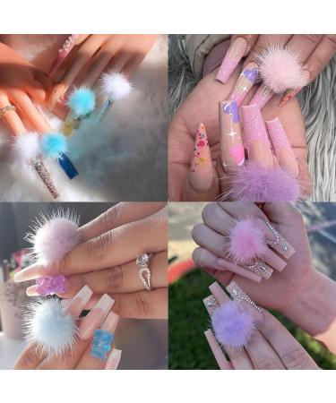 12 PCS 3D Magnetic Fluff Balls Nail Charms - Colorful Pom Pom Nail Art Supplies for Acrylic Nails - Buy Online on SooperMarket.com