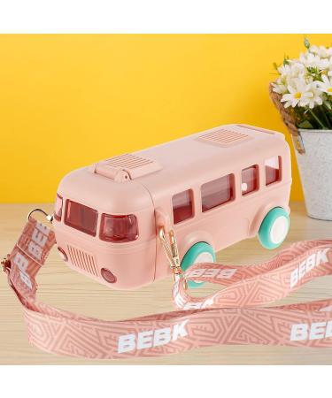 Txkrhwa Car Straw Water Cup 500ml Pink - Portable Leak-Proof Kids Drinking Jug with Shoulder Strap & Locking Flip Lid - Cute Cartoon Design - Ideal for Bus Travel - Small Square Toy Water Bottle - Buy Online on SooperMarket.com
