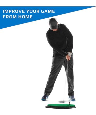 Fiberbuilt Flight Deck Oval Golf Hitting Mat | Real Grass-Like Performance | Adjustable Height Tee | Black/Green | 21.25 x 13.5 x 1.75 | Indoor/Outdoor - Buy Online on SooperMarket.com