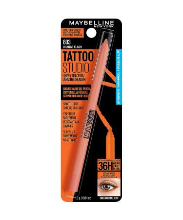 Maybelline Tattoo Studio Long-Lasting Sharpenable Eyeliner Pencil - Waterproof Gel Pigments - Orange Flash 0.04 oz - Buy Online on SooperMarket.com
