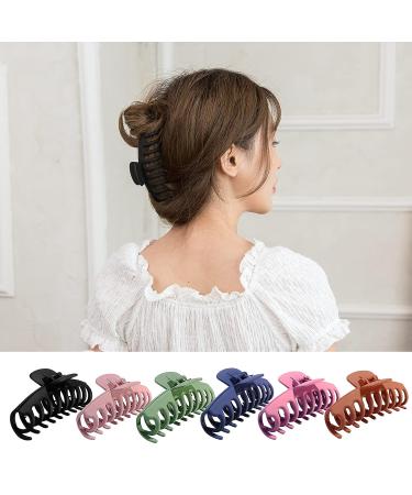 SYGY 6PCS Large Hair Claw Clips for Women - Nonslip Matte Strong Hold Banana Clips for Thick/Thin Hair - Fashion Jumbo Jaw Clips in 6 Colors - Buy Online on SooperMarket.com