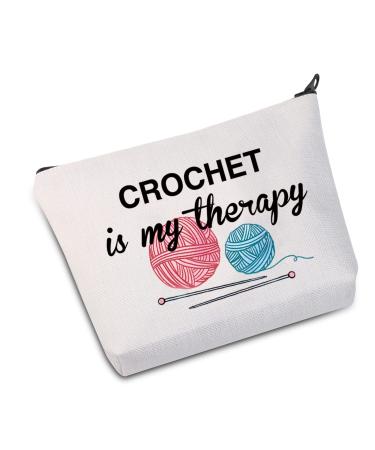 JXGZSO Knitting Project Bag Crochet Is My Therapy Knitting Humor Gift Yarn Bag Knitting Bag Mothers Day Gift (My Therapy B)