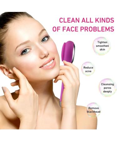 Rechargeable Facial Cleansing Brush for Men & Women - Electric Face Scrubber Cleanser for Deep Exfoliation and Cleansing (Purple) - Buy Online on SooperMarket.com