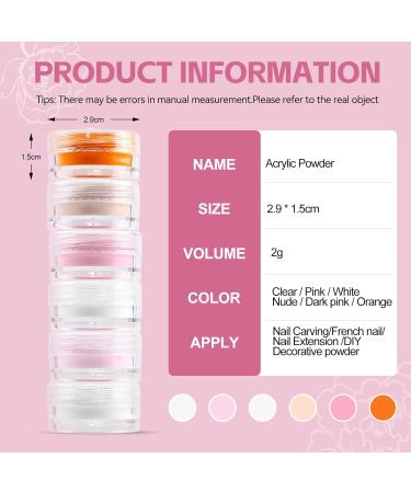 Coscelia Pink Acrylic Powder 2g Professional Acrylic Nail Powder Polymer for 3D French Nail Manicure Extension Nail Carving Beauty Gifts Long-Lasting No Need Nail Lamp Color-ya03-021 - Buy Online on SooperMarket.com