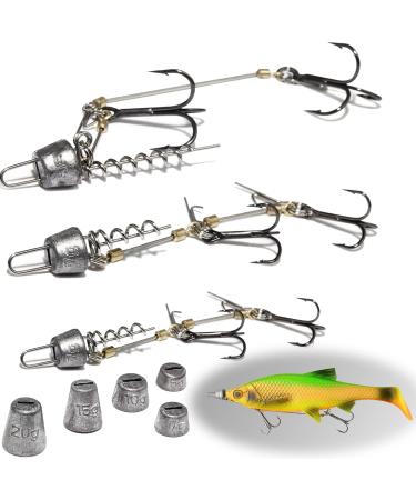 3 pieces of stinger hook with leader system (s m l) for bait of sizes 10 13 18cm and 5 interchangeable weights |Drilling for rubber fish with Jigkopf |Shallow Rig & Angsthaken Department Hecht K der