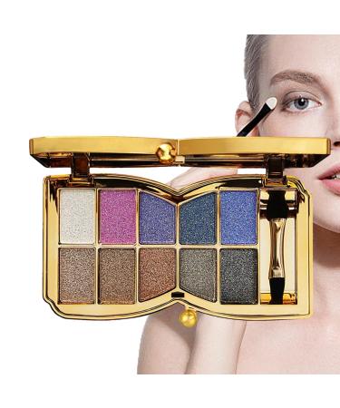 10 Colors Glitter Eyeshadow Pallet Shimmer Colorful Eyeshadow Palette Makeup Diamond Bright Makeup Shimmery Highly Pigmented Waterproof Long-lasting Sweatproof Practice Make Up