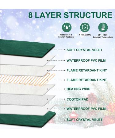 Heated Cat Dog Bed with Timer and Adjustable Temperature | Waterproof Pet Heating Pad for Indoor/Outdoor Use | Christmas Green 18X28IN - Buy Online on SooperMarket.com
