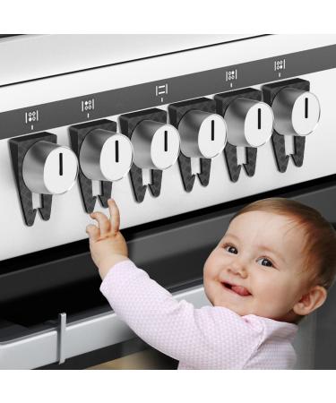 Gas Stove Knob Covers for Child Safety - Baby-Proof Locks for Your Gas Cooktop, Easy to Use & Heat Resistant - Pack of 6 Black