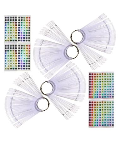 WOIRO 200 pieces Nail Display with ring and number sticker 1-200 presentation tips nails sample tips for nails almond exercise tips for nail color display nail art nail tips (transparent) 200 pieces (1 Pack) transparent (1-200)