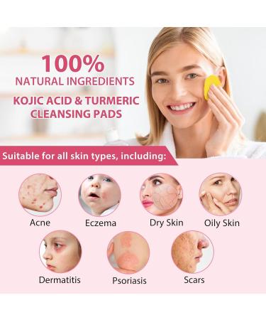 Turmeric Cleansing Pads - Gentle Skincare Daily Exfoliation & Compressed Facial Sponges (40pcs) - Turmeric & Kojic Acid - Buy Online on SooperMarket.com