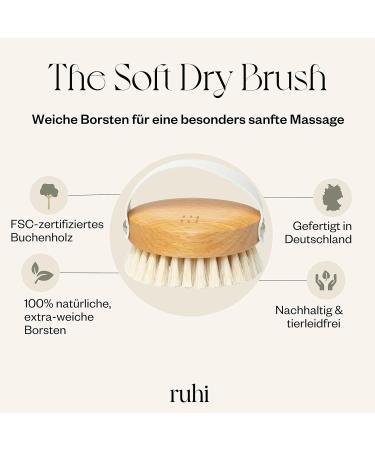 Ruhi 100% Natural Soft Body Brush - FSC-Certified Beech Wood Plastic-Free Lymphatic Drainage & Cellulite Massage - Made in Germany - Buy Online on SooperMarket.com