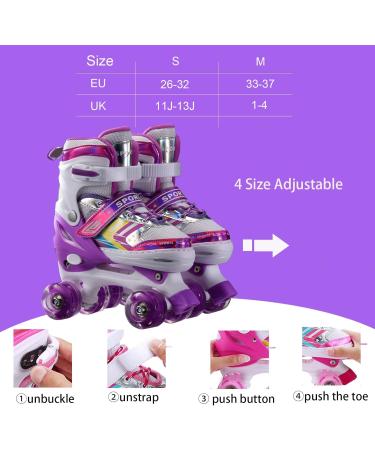 Buy Sumeber Adjustable Inline Skates for Kids - Light-Up Wheels Pink & Purple Perfect Birthday & Christmas Gifts (EU 32/33/34/35) - Buy Online on SooperMarket.com