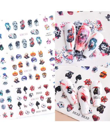 Day of The Dead Skull Nail Stickers - Water Transfer Decals for Halloween Nail Art - 12PCS Style C - Buy Online on SooperMarket.com