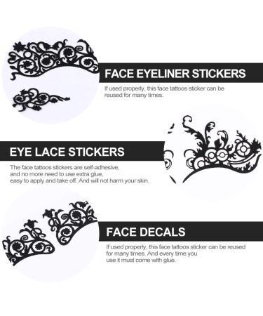 KALLORY 5 Pairs Temporary Lace Eye Tattoos for Halloween Party - Black - Buy Online on SooperMarket.com