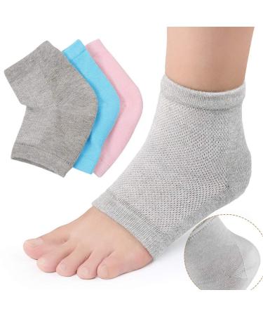3 pairs of gel socks heel protection heel spur Bandage heels moisturizing socks silicones for dry hard cracks.