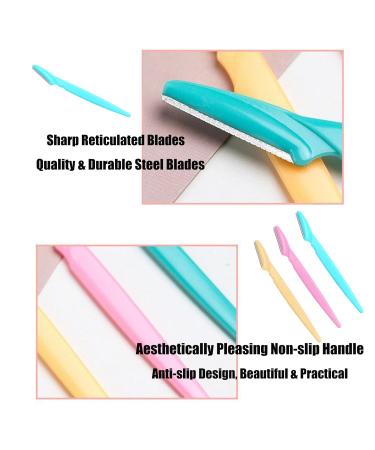 12-Pack Eyebrow Razor Set - Portable Trimmer & Face Hair Remover for Men & Women - Yellow Pink Blue - Buy Online on SooperMarket.com