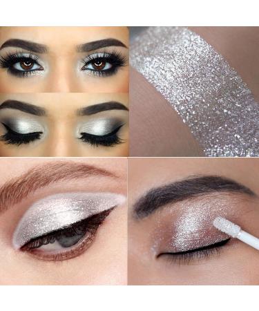 Diamond White Liquid Glitter Eyeshadow - Metallic Icy White with Fine Sparkle, Long-Lasting Formula for Sparkling Eyes - Buy Online on SooperMarket.com