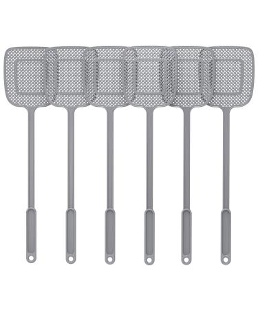 MR.SIGA Heavy Duty Long Handle Fly Swatter, Gray, 6 Pack