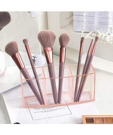 Clear Acrylic Makeup Brush Holder - 3-Compartment Vanity Organizer for Skincare & Makeup Storage | HBlife - Buy Online on SooperMarket.com