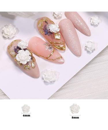 3D Flower Nail Charms 200 Pcs White Acrylic Camellia Rose Flower Nail Art Charms Nail Rhinestones Gems Nail Accessories for DIY Nail Art Design Jewelry Making (White) - Buy Online on SooperMarket.com