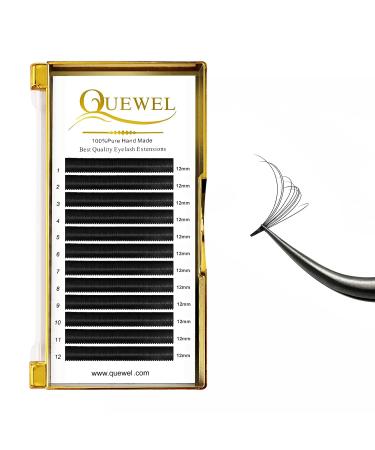 QUEWEL 0.05 C Curl 12mm Volume Eyelash Extensions - Self-Fanned Easy Fan Lashes for Enhanced Volume | International Shipping - Buy Online on SooperMarket.com