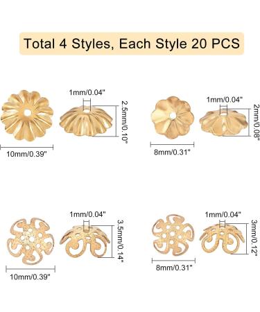 UNICRAFTALE 80pcs Golden Flower Bead Caps & Spacers Set - Stainless Steel End Caps for Jewelry Making - 4 Styles, 4 Sizes - Buy Online on SooperMarket.com
