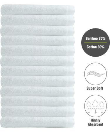 SUMMERMIA 12 Pack Bamboo Washcloths 13x13 - Soft Face and Body Wash Cloths (White) - Buy Online on SooperMarket.com