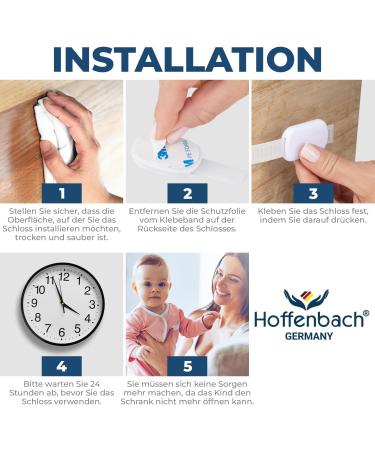 Hoffenbach Child Locking for Closets & Drawers - 8 Pack No-Drill Baby Safety Lock for Cabinets & Drawers - Secure Your Home Today! - Buy Online on SooperMarket.com