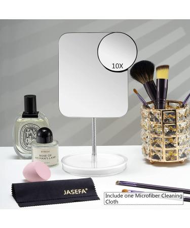JASEFA 10x Magnification Makeup Mirror with Flexible Gooseneck Stand - White, 360 Rotation, Tabletop Cosmetic Mirror for Shower, Shaving, and Travel - Medium Size - Buy Online on SooperMarket.com