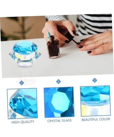 Gogogmee Clear Nail Polish 1pc Nail Art Crystal Cup Nail Glassware Tools Octagon Cup for Nail Art Pen Holder Care 7.5x6cm Blue - Buy Online on SooperMarket.com