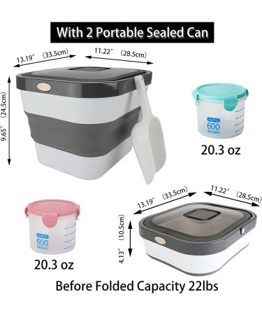 Kesoin Pet Food Storage Container - Airtight Foldable Bin with Scoop - 13L Capacity (Grey) - Buy Online on SooperMarket.com