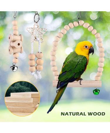 9-Piece Bird Toys Set | Parrot & Budgie Accessories | Cage Rocking Toys & Wooden Platforms for Finches & Lovebirds - Buy Online on SooperMarket.com