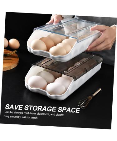 Mikikit 1pc Egg Box Portable Drawers Refrigerator Egg Bin Refrigerator Fresh Container Plastic Eggs Rolling Transparent 33.5X17.5X7.5CM - Buy Online on SooperMarket.com