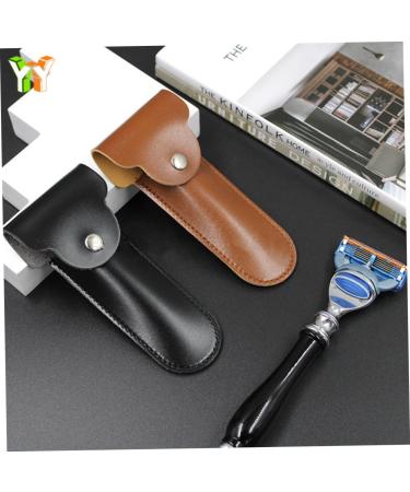 NOLITOY Manual Razor Travel Cover - Brown PU Shaver Storage Case (16.5x4.2x1CM) | International Shipping Available - Buy Online on SooperMarket.com