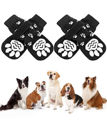 BEHAHAI 2 Pair Anti Slip Dog Socks Pet Paw Protector Dog Boots Dog Claw Socks Dog Grip Socks Pet Socks for Puppy Doggy Traction Control on Hardwood Floor(M) Black-M-2 Pairs