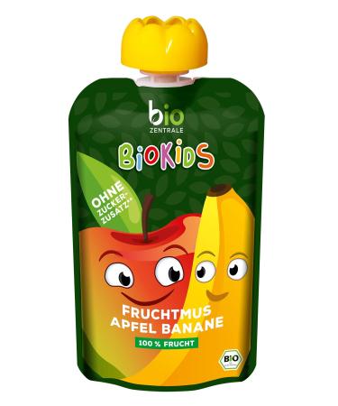 Biocentral Biokids fruit pusher apple banana |12x 90 g fruits |Squeezing bag & squeezing with 100% fruit |Ideal fruit porridge & fruit puree without added sugar
