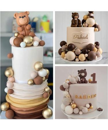 Astaron 32-Piece Tortendeko Balls Cake Topper | Mini-Balloons Rabbit Decor for Wedding Baby and Birthday Parties - Brown & Gold - Buy Online on SooperMarket.com