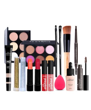 All-in-One Makeup Set | Holiday Gift Full Makeup Kit for Women | Essential Starter Bundle with Eyeshadow Palette Lipstick Blush Concealer Face Powder Eyeliner Mascara Lip Gloss & Brush - Buy Online on SooperMarket.com